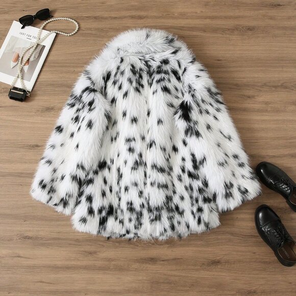 Multicolor Casual Women's Faux Fur Leopard Print Jacket - Picture 6 of 6